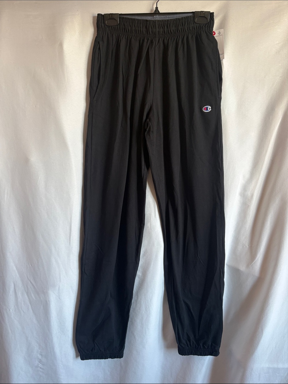 Champion Black Elastic Waist Track Pants with Logo
